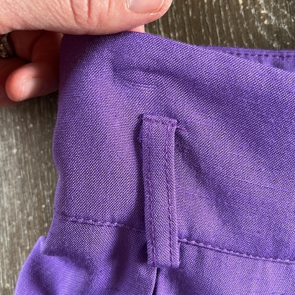 Vintage High Waisted Button Front Pleated A-Line Skirt Eggplant Purple - Picture 8 of 15